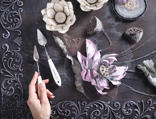 Diptyque «Lotus» — lukisan skulptural